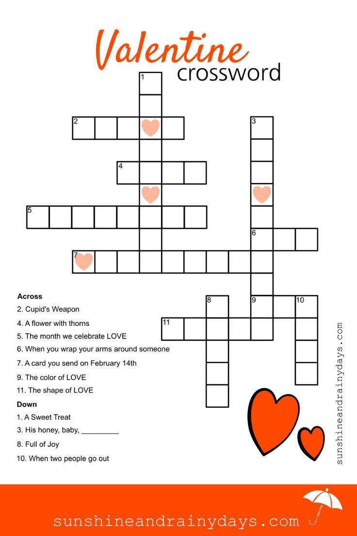 Printable Valentine S Day Crossword Puzzles Printable Word Searches