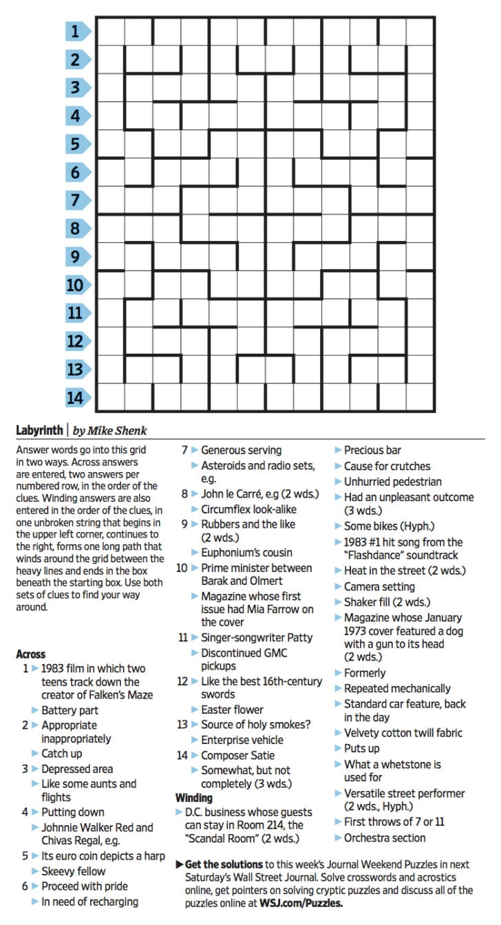 Printable Wsj Crossword Printable Crossword Puzzles Emma Crossword 