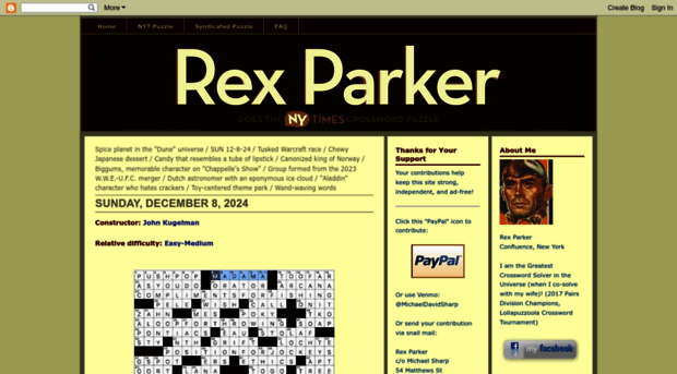 Rex Parker Does The Nyt Puzzle Every Day Thousands Of People Visit 