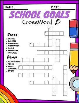School Goals Crossword Puzzle By BOOKS STORE FOR KIDS TPT