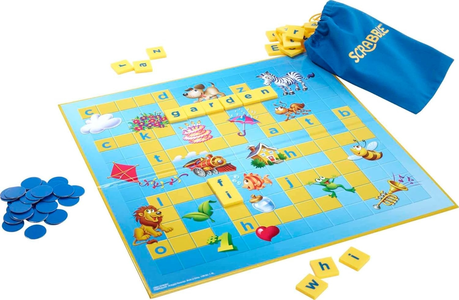 Scrabble Junior Kids Crossword Game By Mattel 2 Sided Game Board 