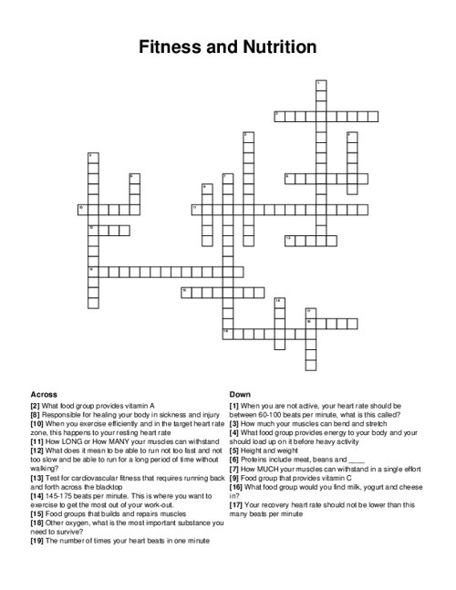 Self Care Crossword Puzzle