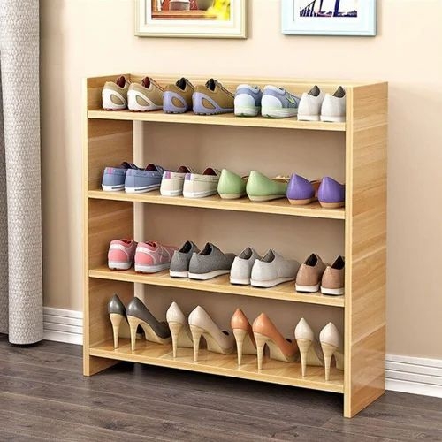 Sheesham Wood Polished Wooden Shoe Rack 4 Shelves Free Standing At 