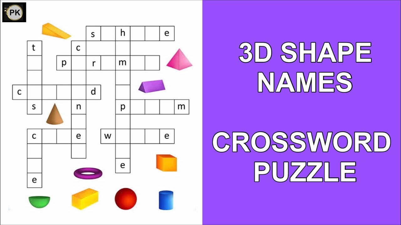 Simple 3D Shape Names Crossword Puzzle For Kids YouTube