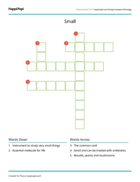 Small Free Crossword Puzzle Worksheets Happi Papi