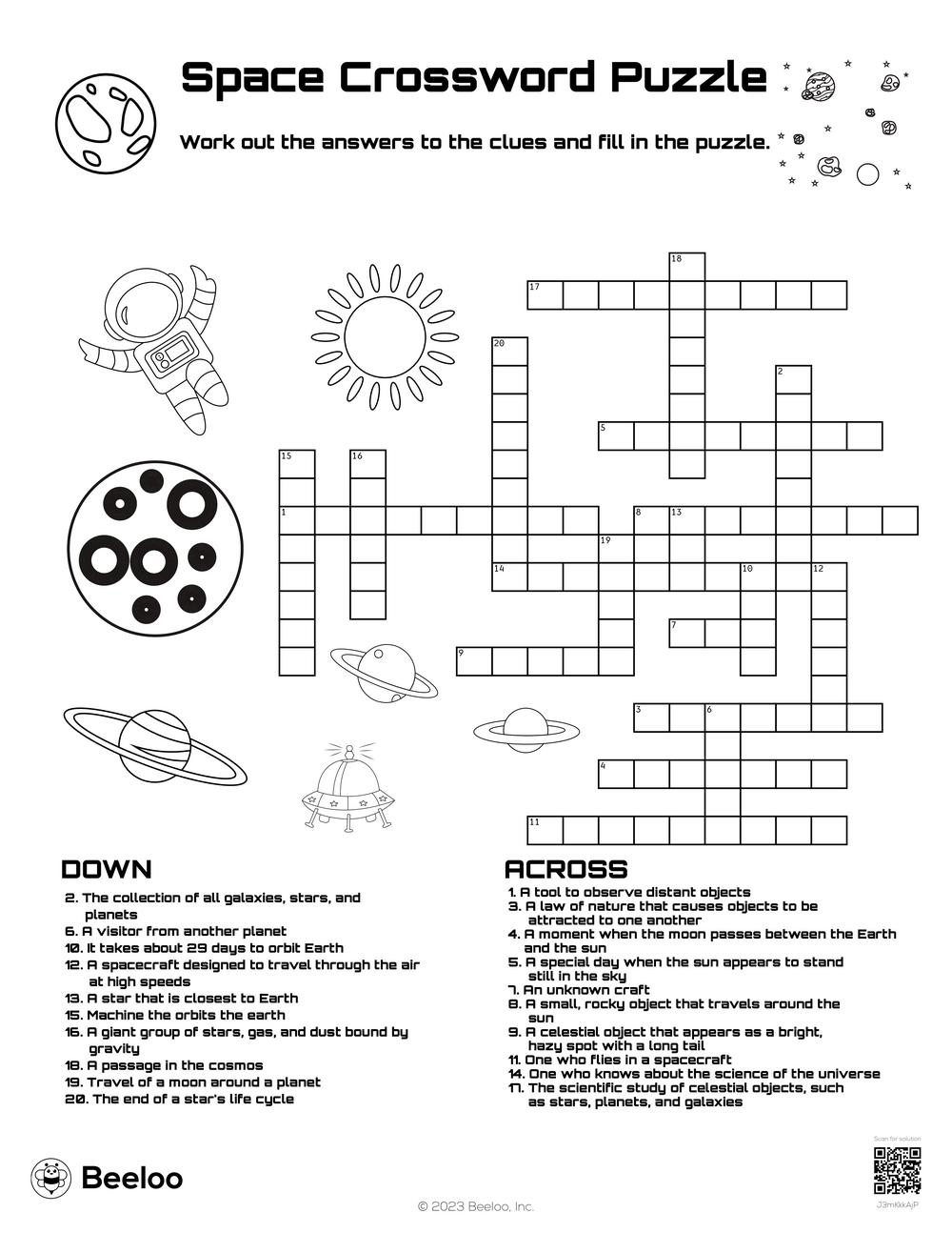 Space Crossword Puzzle Beeloo Printable Crafts For Kids J3mKkkAjP 