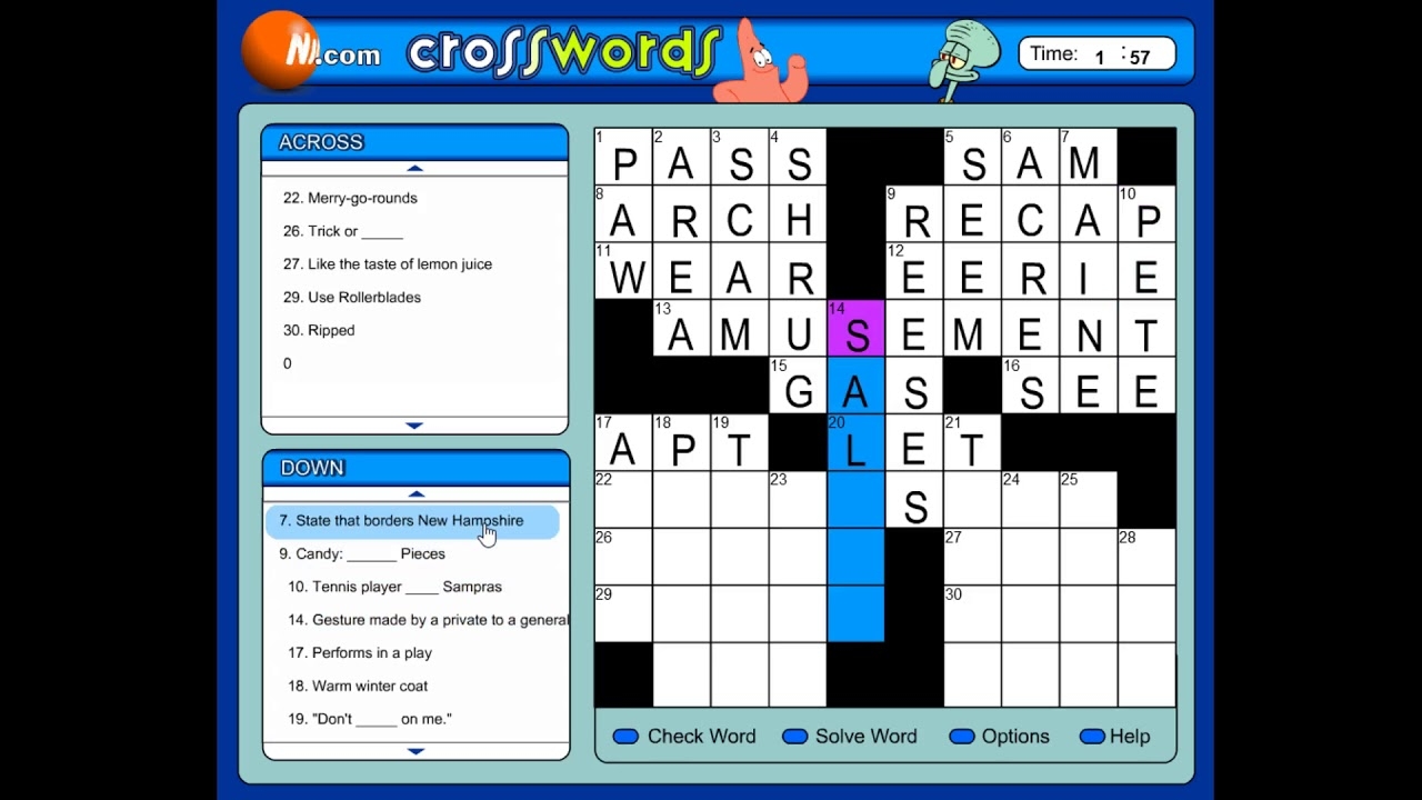 Spongebob Crossword Puzzle Nickelodeon Parents Printa Vrogue co