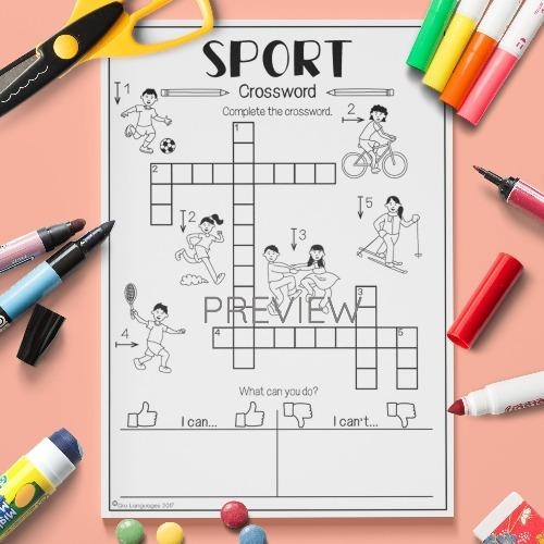 Sport Crossword Activity Fun ESL Worksheet For Kids
