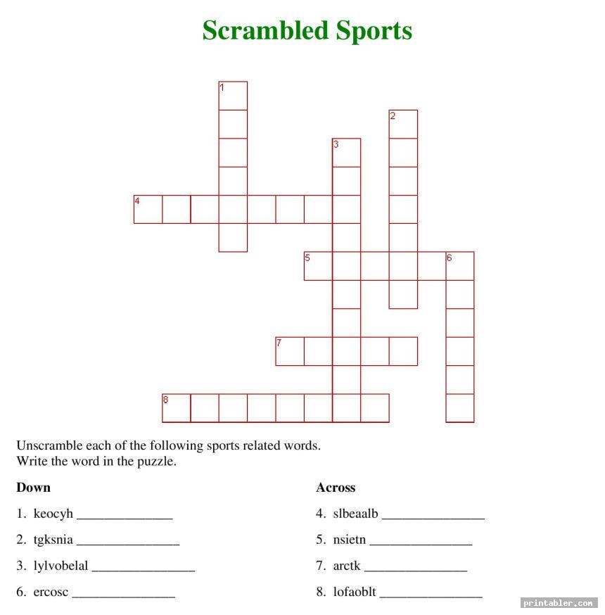 Sport Crossword Printable Gridgit