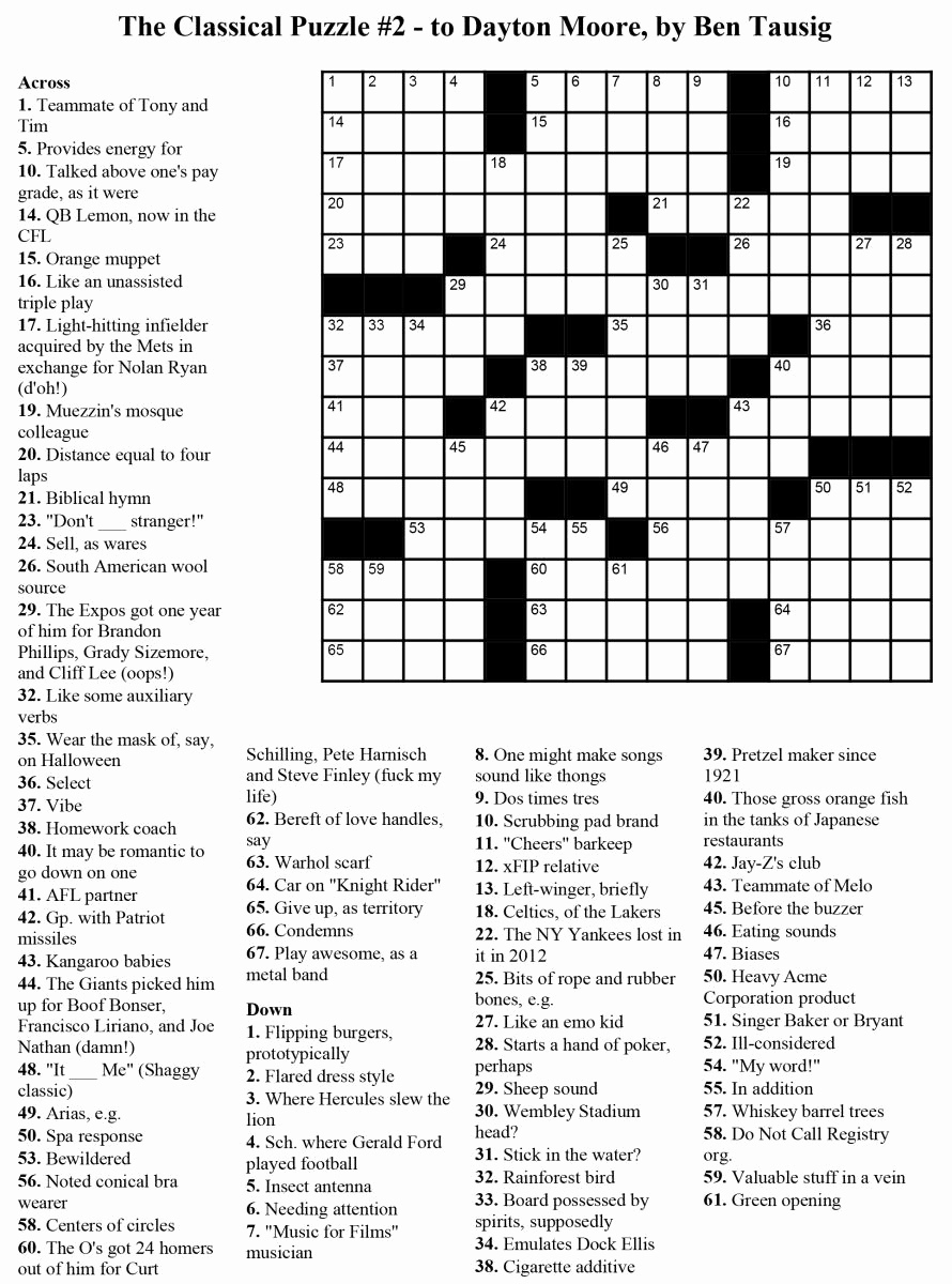 Star Ledger Crossword Puzzle Today Printable James Crossword Puzzles