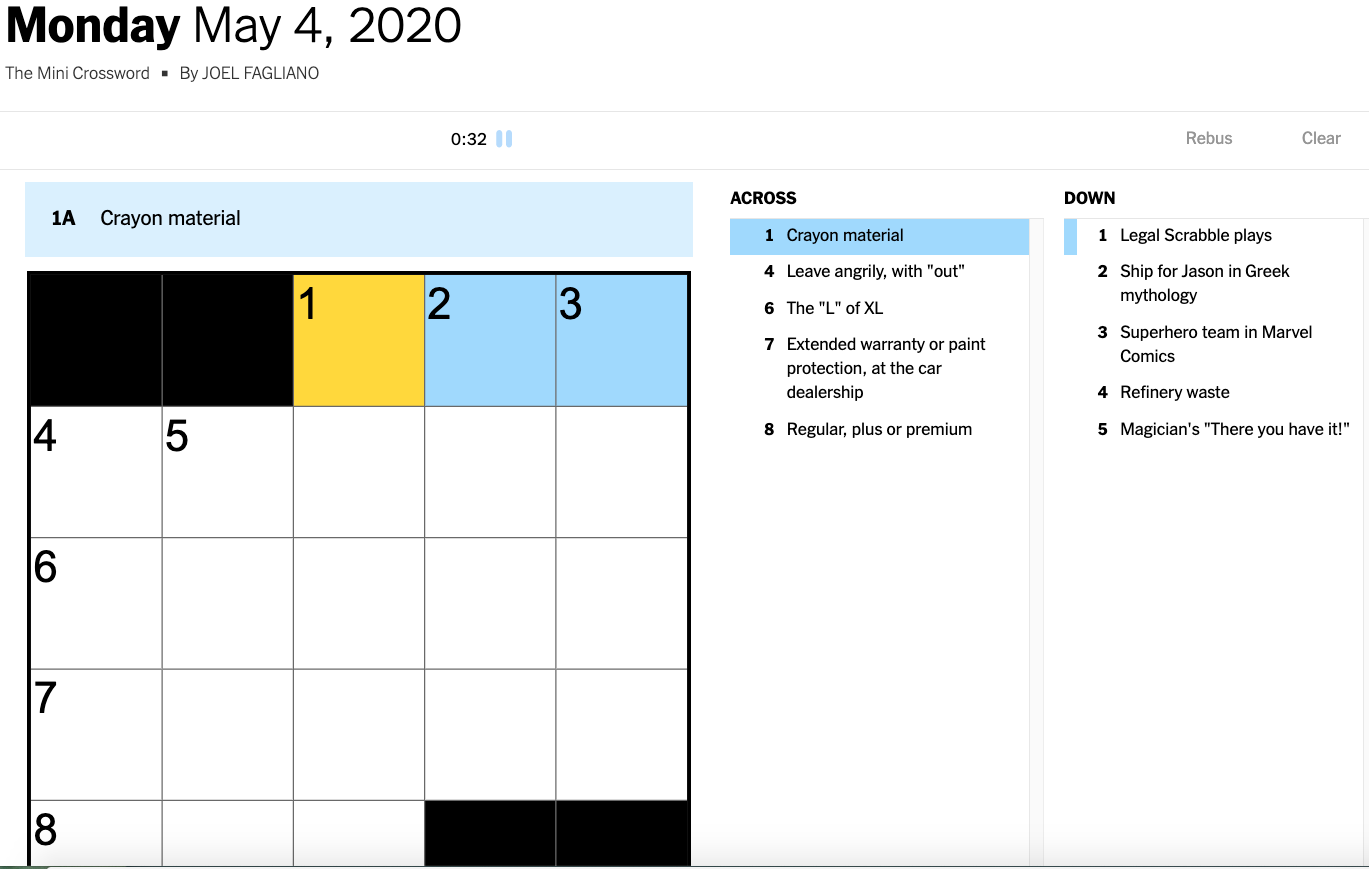 Stockpile Nyt Mini Crossword Prntbl concejomunicipaldechinu gov co