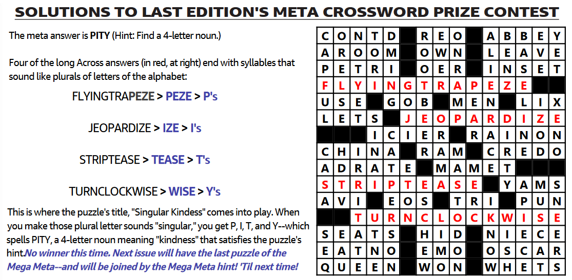 The Comet s 2022 Mega Meta Crossword Puzzle Contest Event META ANSWERS 