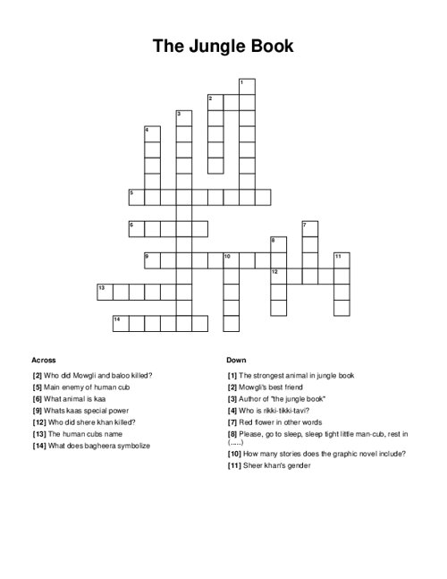 The Jungle Book Crossword Puzzle