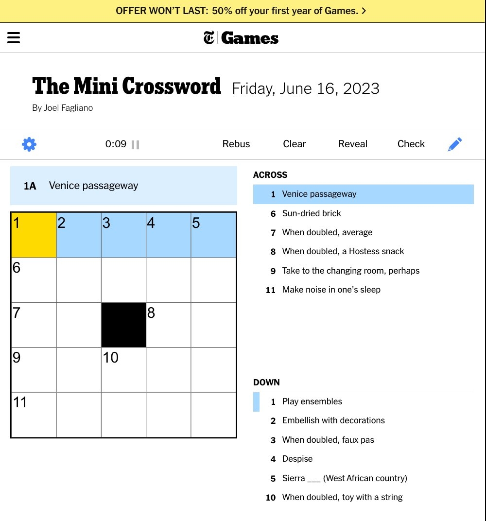 The New York Times On Twitter quot How Quickly Can You Solve Today 39 s Mini 