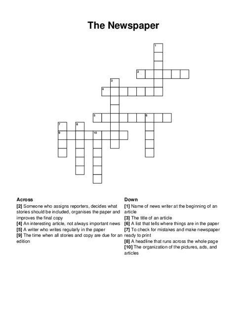 The Newspaper Crossword Puzzle