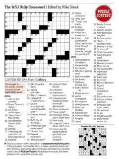 The WSJ Daily Crossword Edited By Mike Shenk PUZZLE The wsj daily 