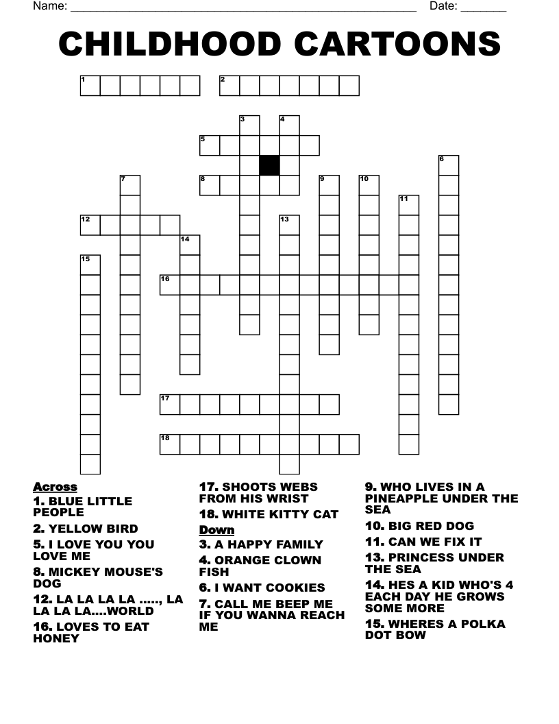 Top 125 Animated Character Crossword Clue Electric kingdom