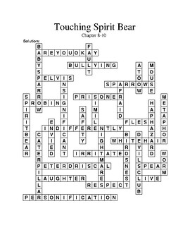 Touching Spirit Bear Crossword Puzzle Bundle By Jim Tuttle TPT