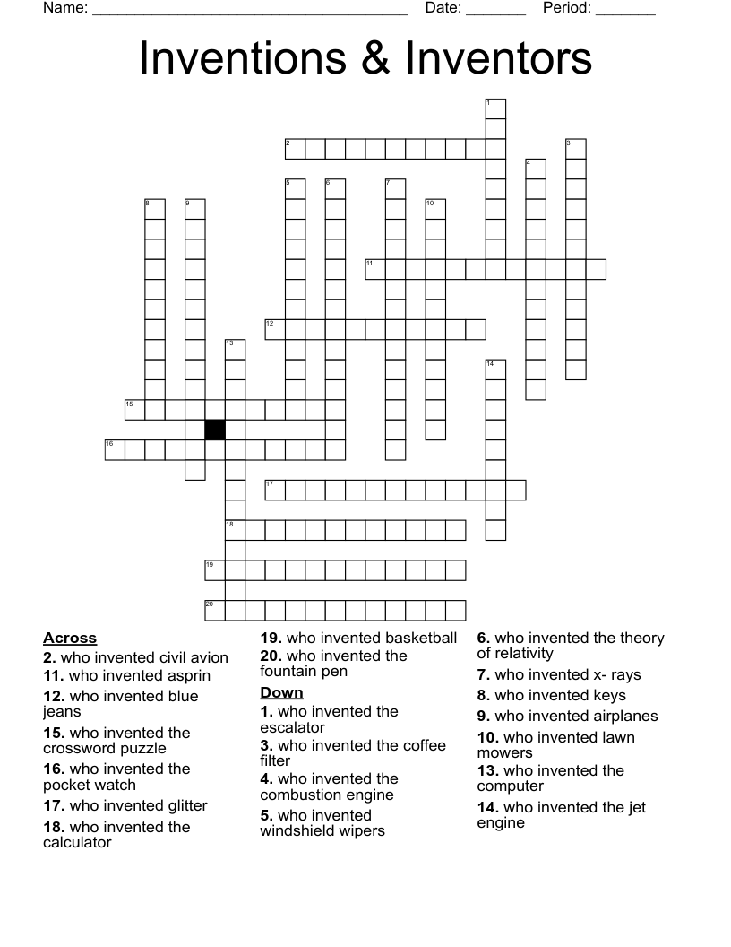 Tranquilidad De Esp ritu Flaco Posibilidades Crossword Puzzle Inventor