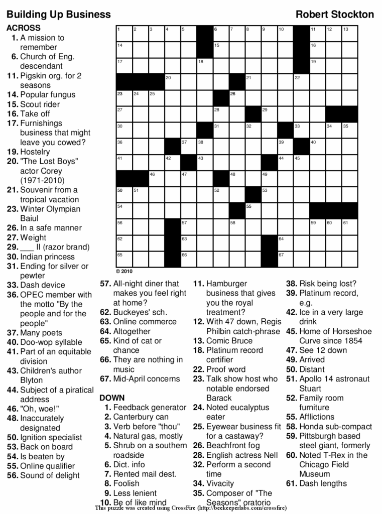 Daily Printable Crossword Puzzles Pdf - Free Printable Crosswords