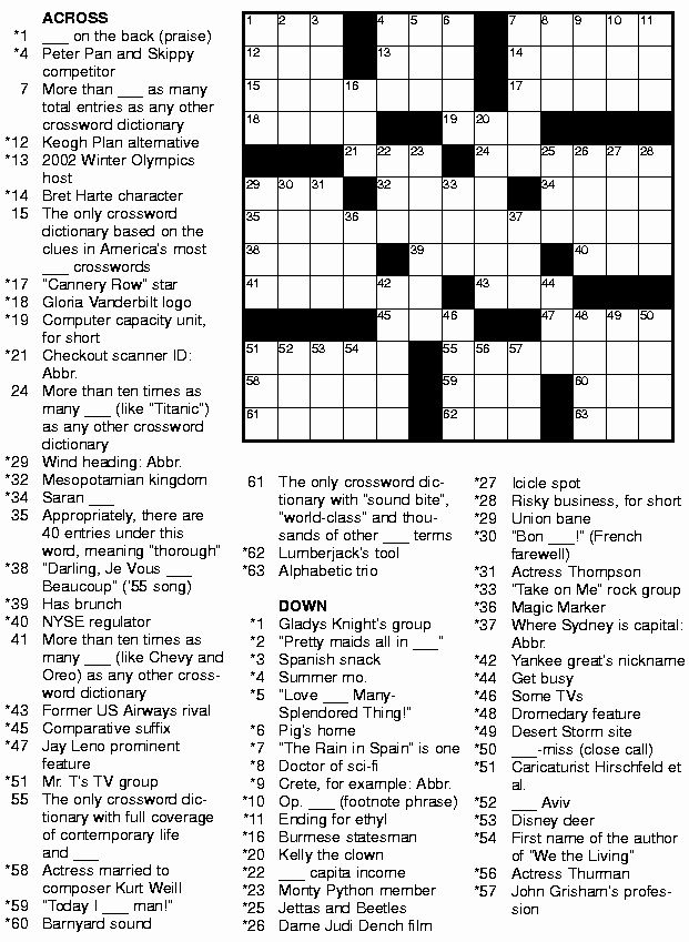 Usa Today Printable Daily Crossword Puzzle Free Crossword Puzzles 
