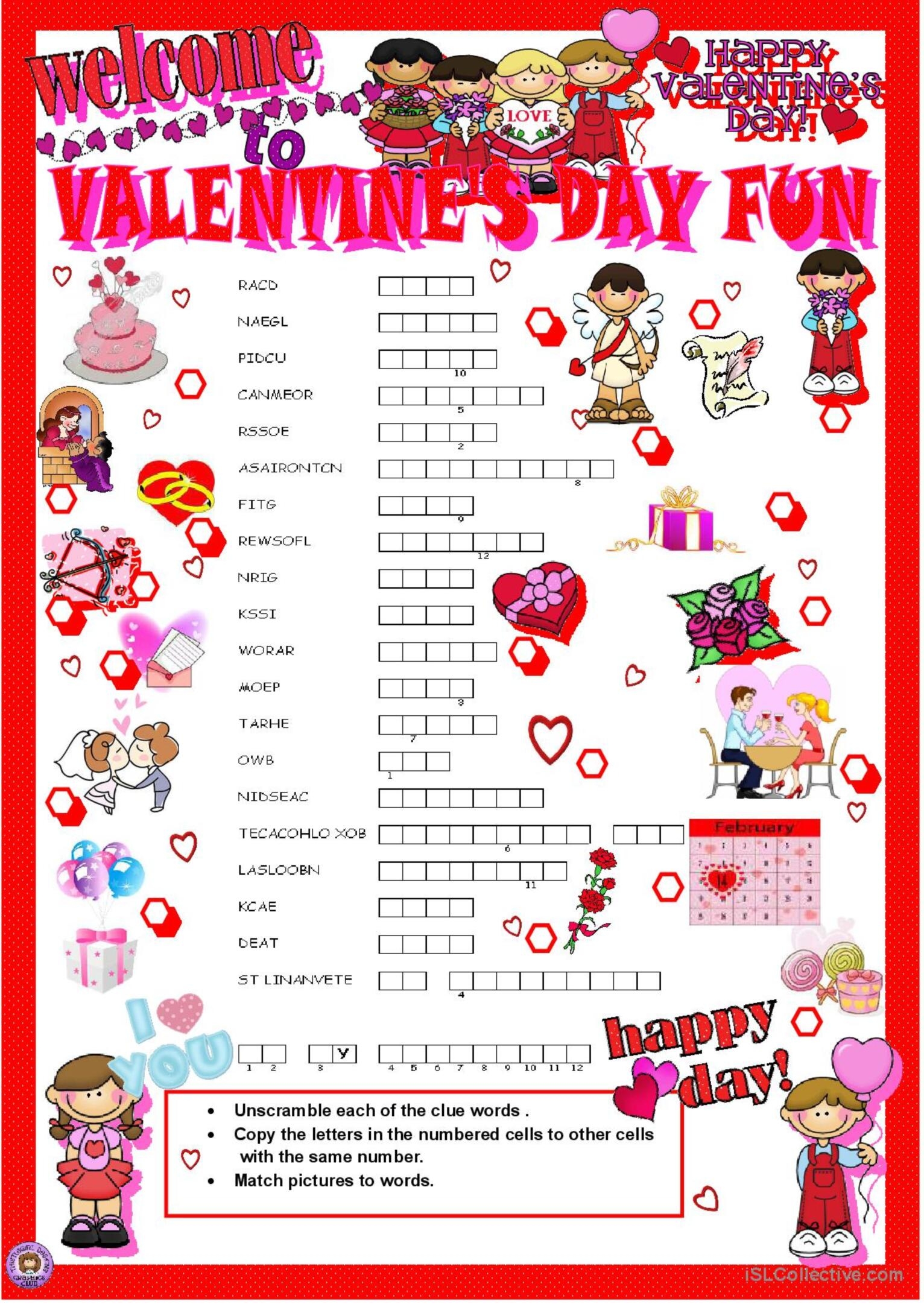 Valentine 39 s Day Crosswords English ESL Worksheets Pdf Doc