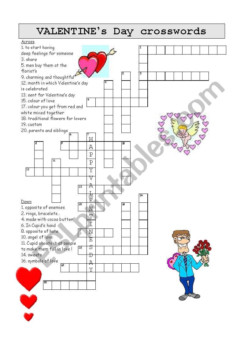 Valentine s Day Crosswords ESL Worksheet By Nathalie891