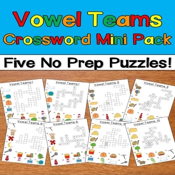 Vowel Teams Crossword Puzzles Mini Pack By RePLAY Learning TPT