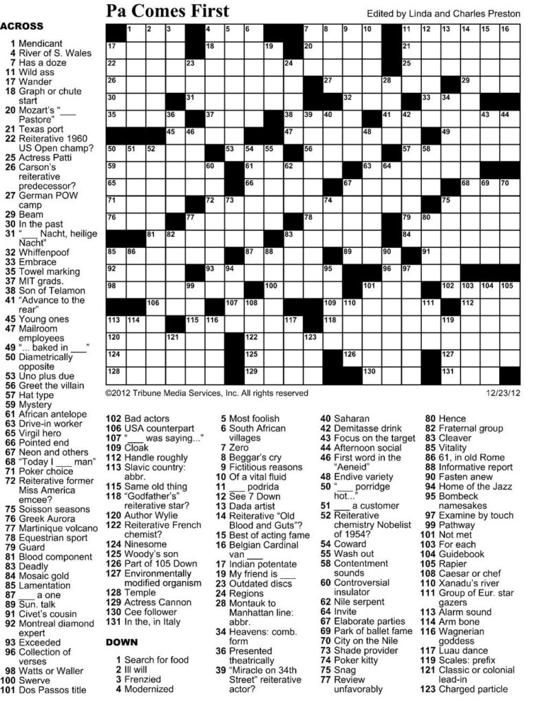 July 2025 Free Printable Crosswords