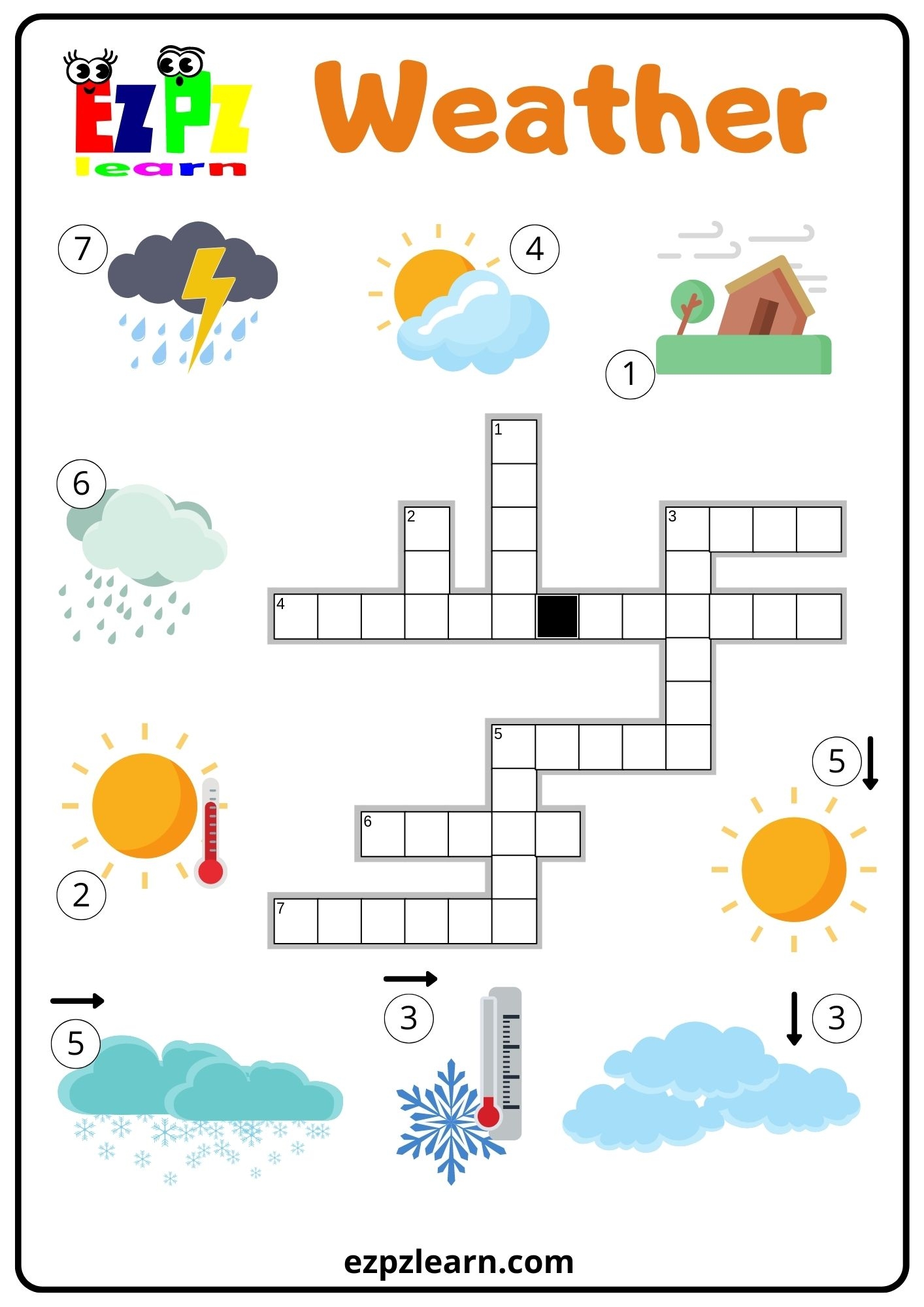 Weather Crossword Ezpzlearn Worksheets Library