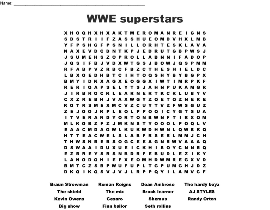 Wrestling Crosswords Word Searches Bingo Cards Wordmint Word 