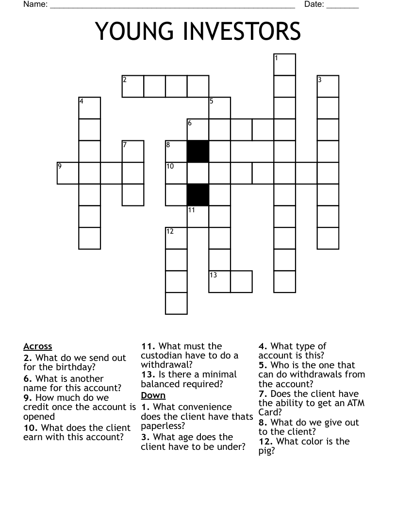YOUNG INVESTORS Crossword WordMint