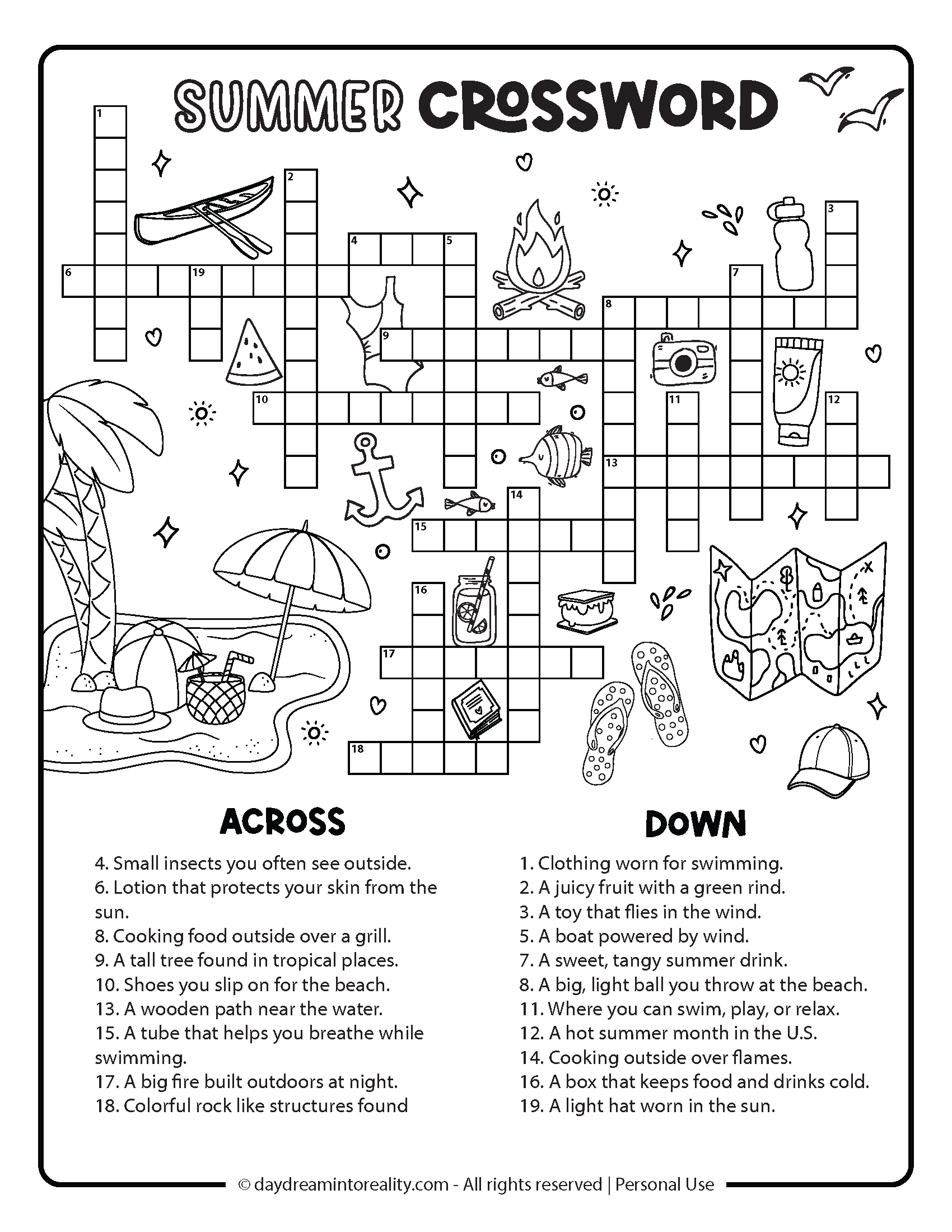 10 Summer Crossword Puzzles Free Printable PDFs From Easy To 