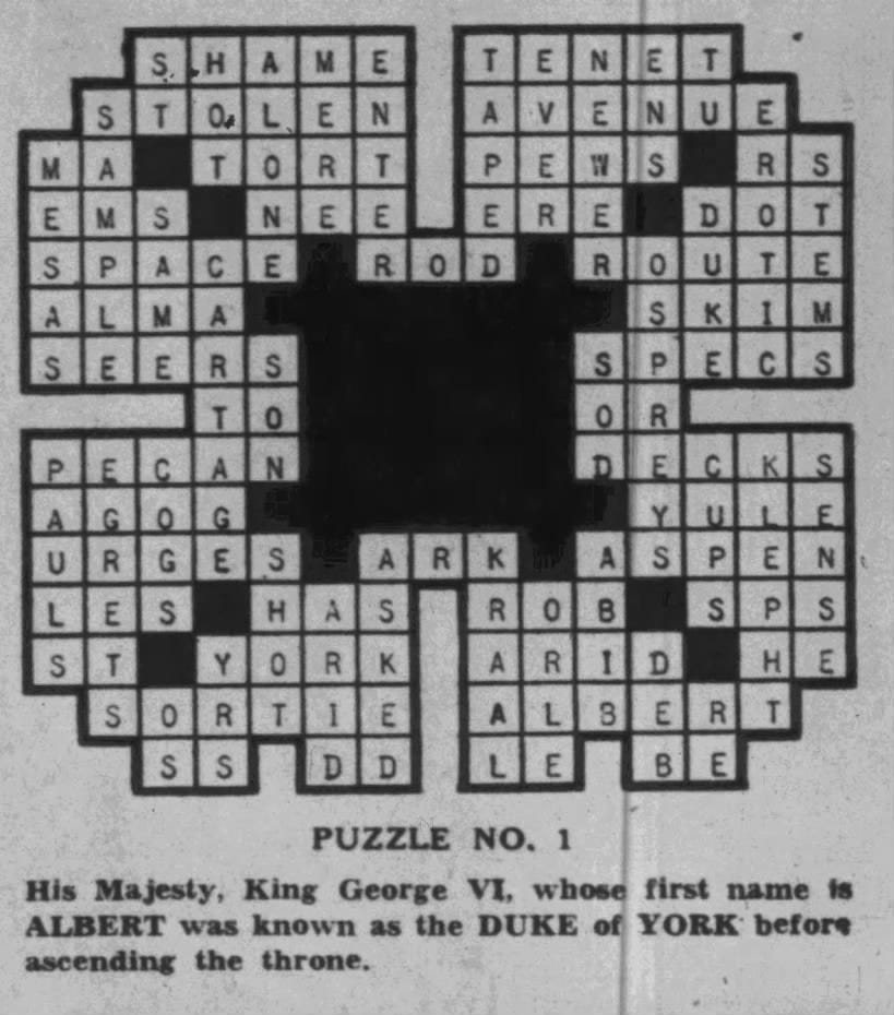 1937 The Year In Crosswords 2 Of 2 T Campbell s Grid