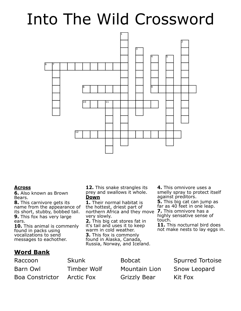 About Foxes Crossword WordMint