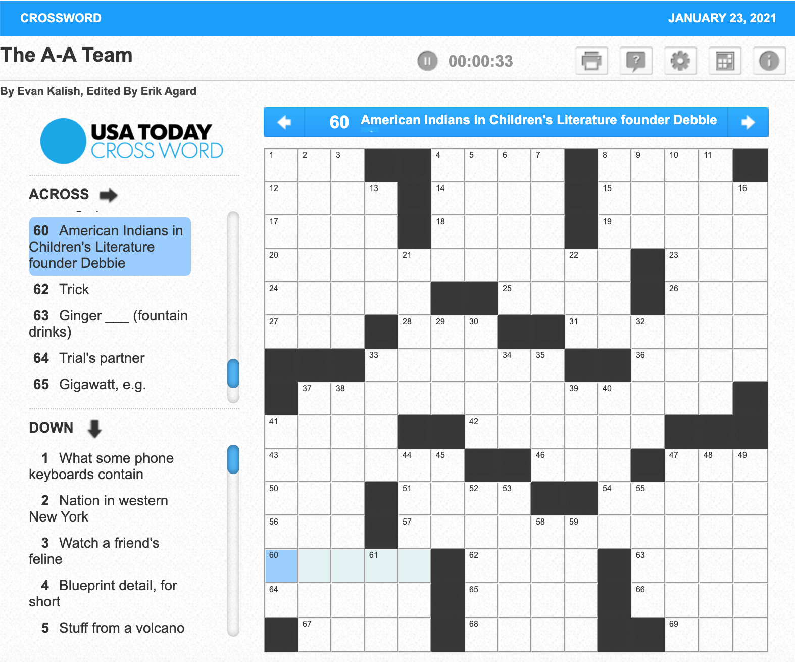 American Indians In Children s Literature AICL USA Today Crossword Clue 