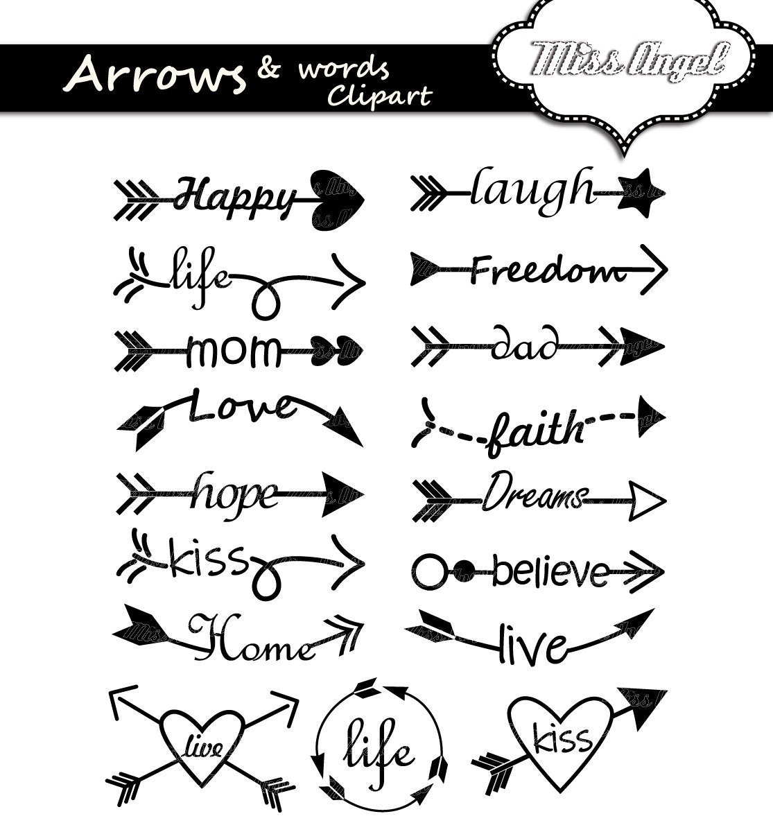 Arrow Clipart Arrow Words Clip Art 17 Digital Arrows With Words 