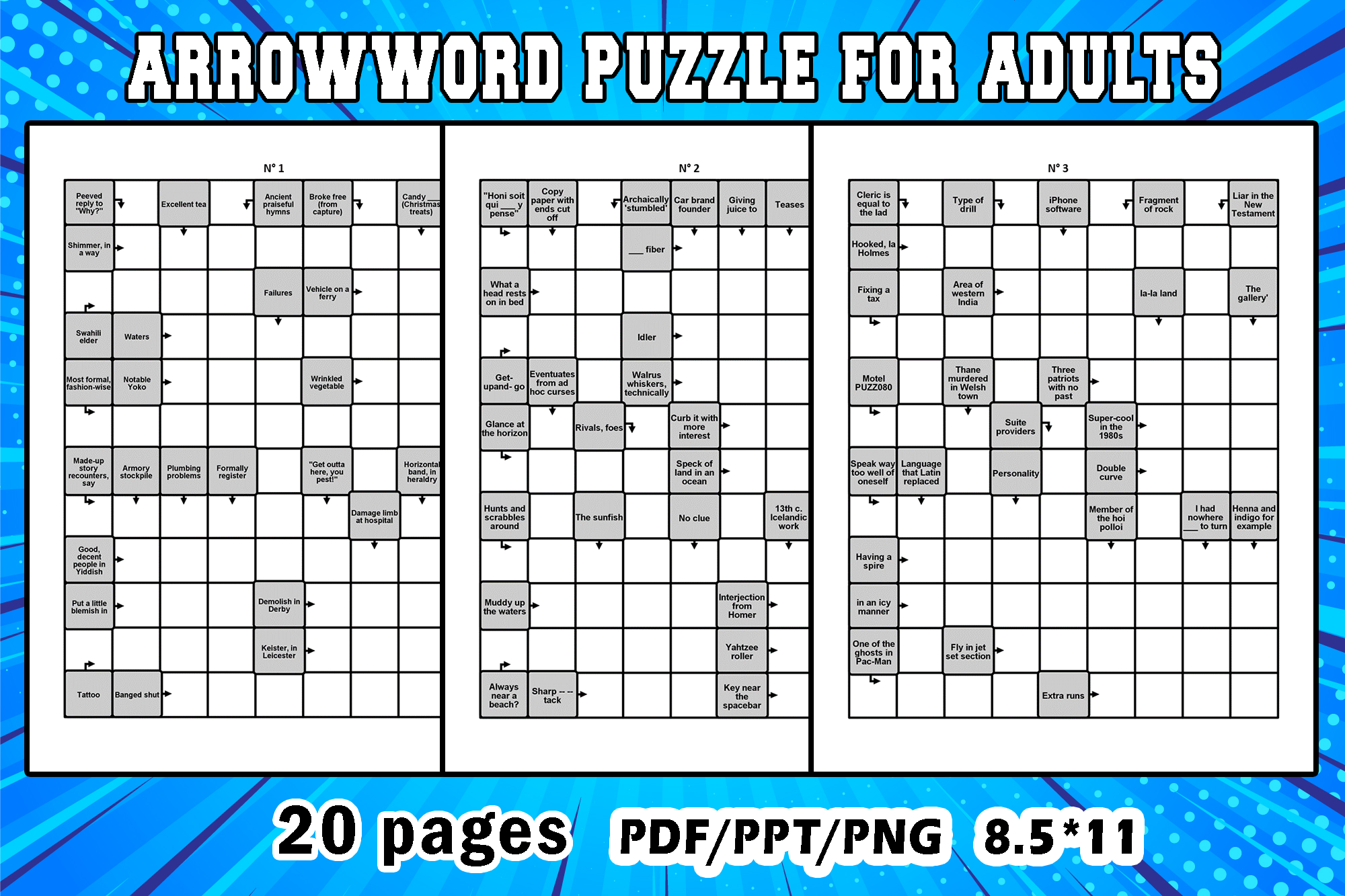 Arrow Word Puzzle For Adults Solutions Graphic By ZK DESIGNS 