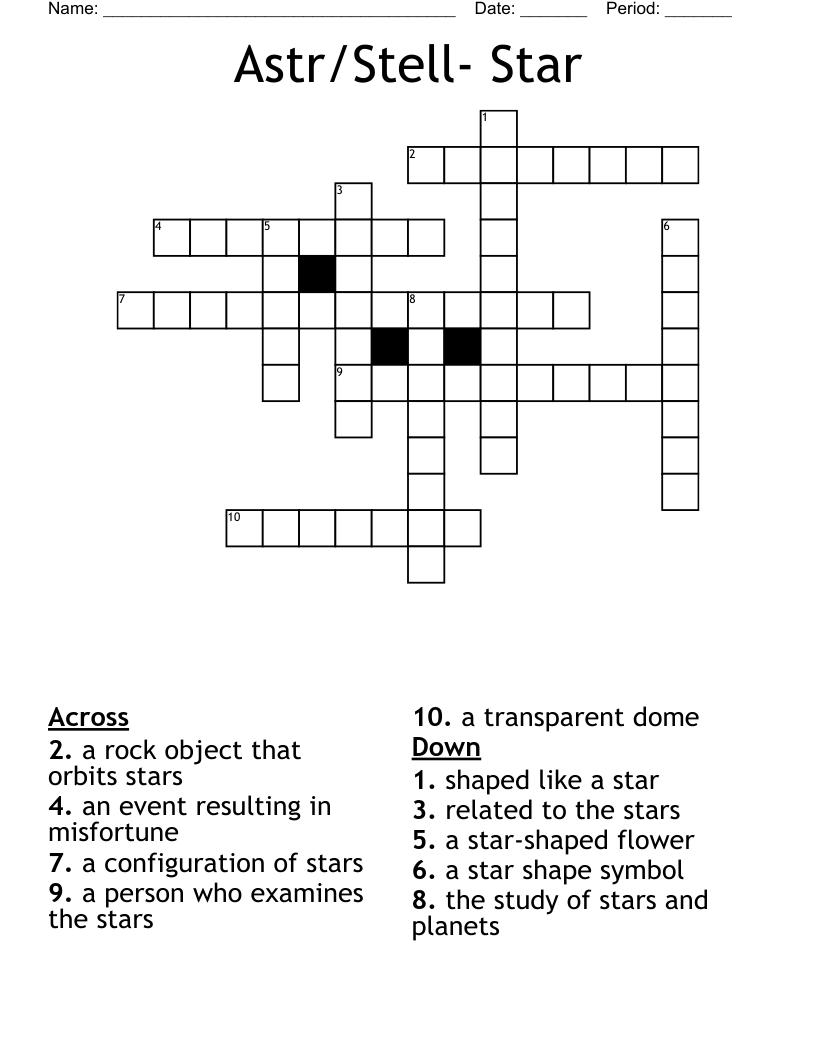 Astr Stell Star Crossword WordMint