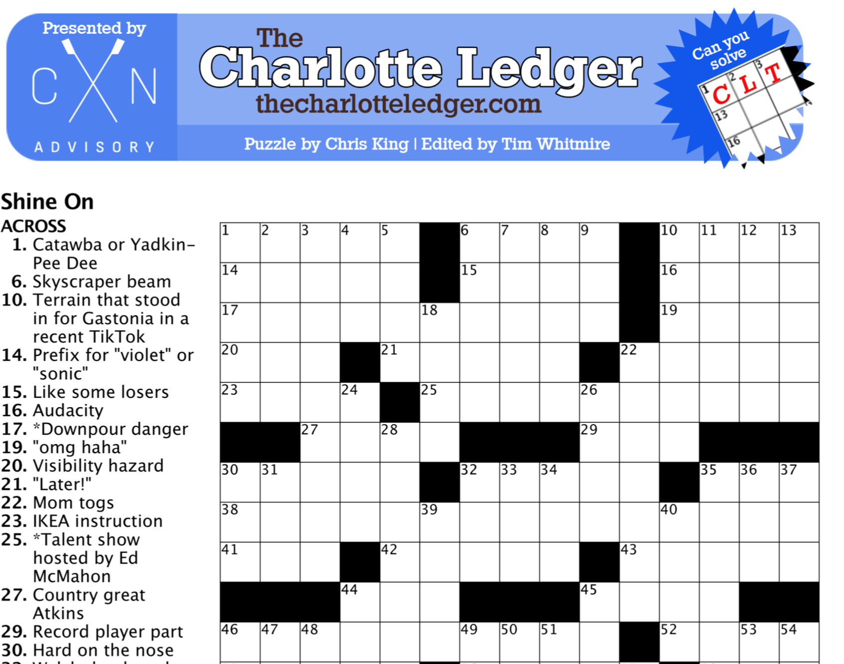 Charlotte Ledger Crosswords The Charlotte Ledger