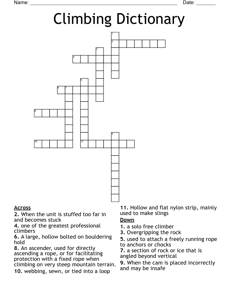 Climbing Dictionary Crossword WordMint