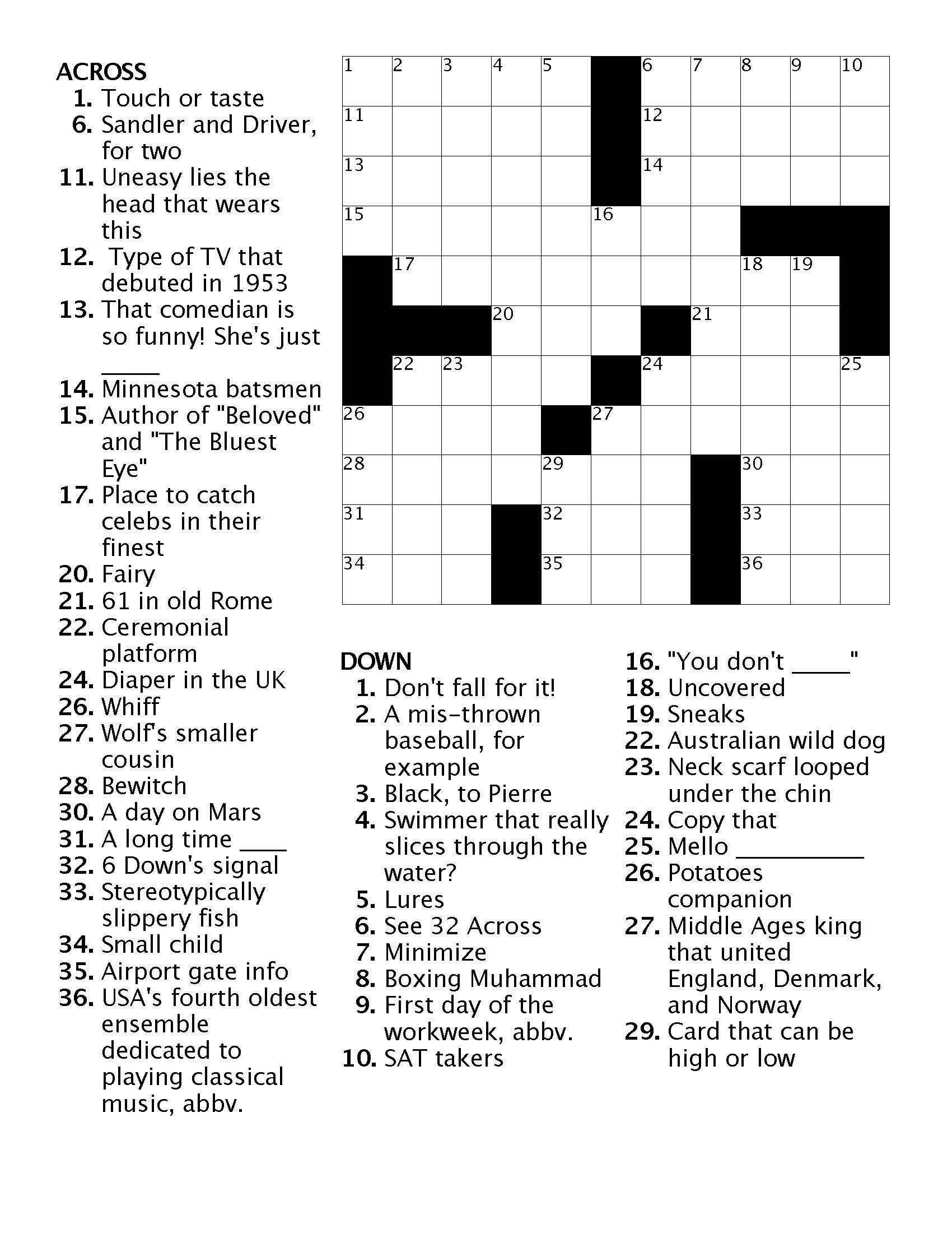 Crossword 9 Ann Arbor District Library Worksheets Library