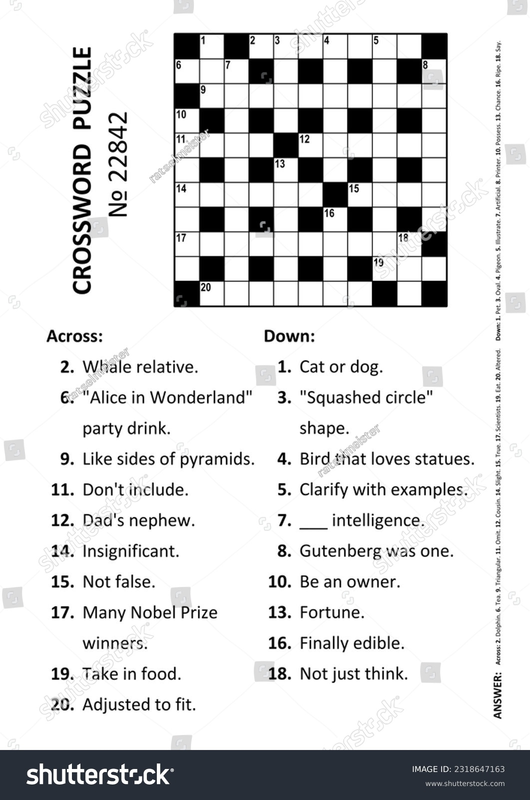 Crossword Puzzle Game 22842 General Knowledge Stock Illustration 2318647163 Shutterstock