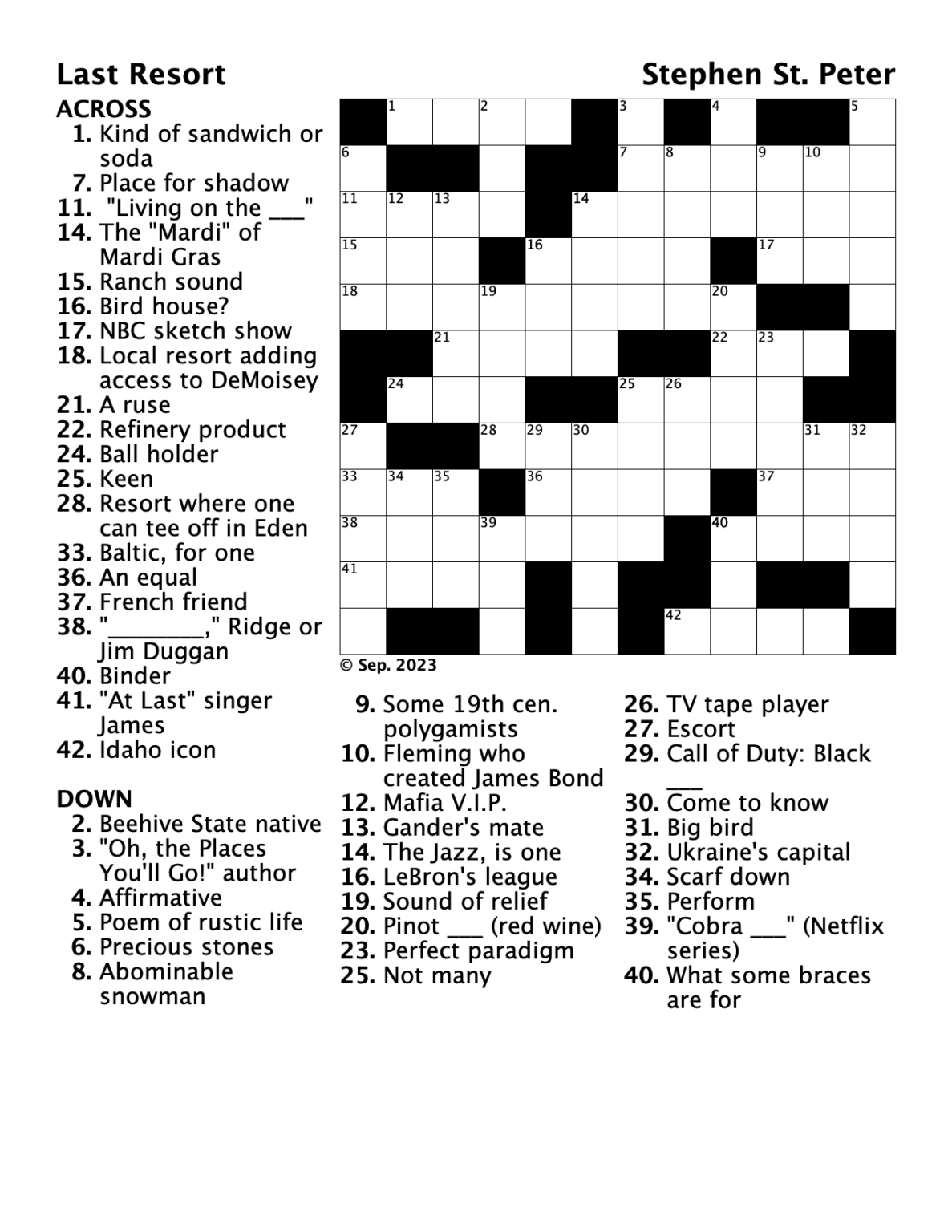 Free Crossword Puzzles For Adults - Free Printable Crosswords