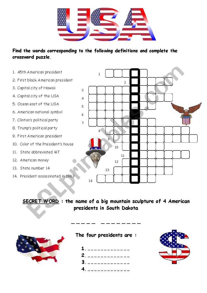 Crossword Puzzle USA ESL Worksheet By Lupime Crossword Puzzle USA ESL Worksheet By Lupime