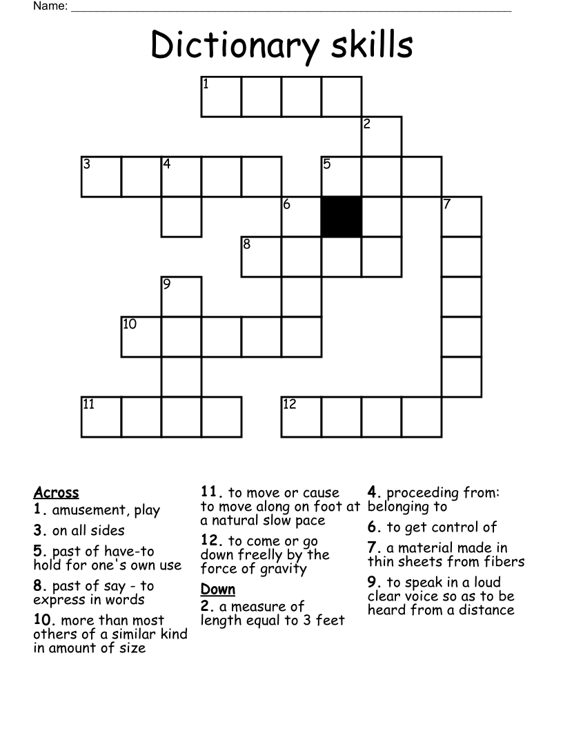 Dictionary Skills Crossword WordMint