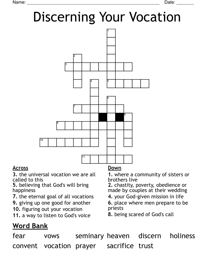 Discerning Your Vocation Crossword WordMint