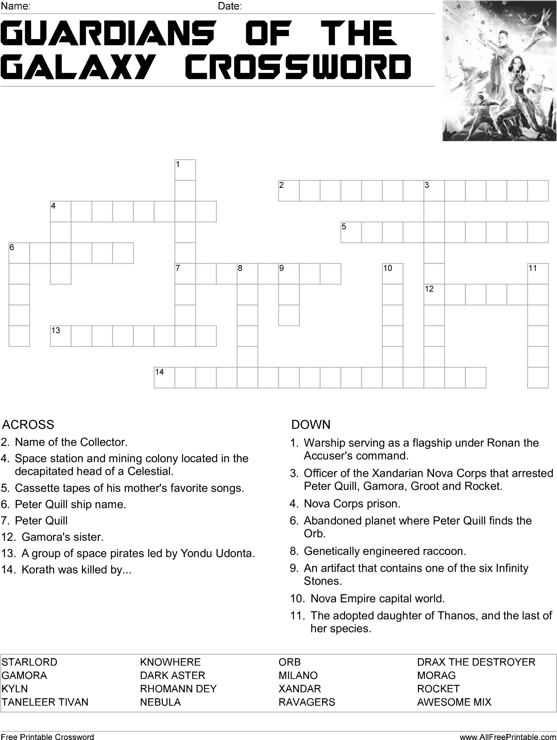 Download HD Guardians Of The Galaxy Crossword Game Main Image Marvel Crossword Puzzles Printable Transparent PNG Image NicePNG