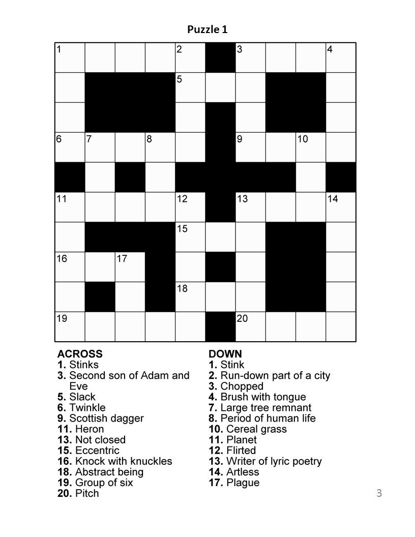 Easy Crossword Puzzles Printable For Seniors Brainza