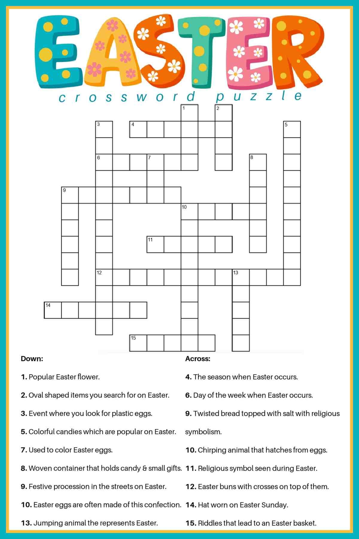 Free Easter Crossword Puzzle Printable 2 Versions U0026 Answer Key